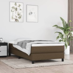 vidaXL Saltea de pat cu arcuri, maro &icirc;nchis, 120x190x20 cm, textil