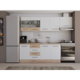 Bucatarie Anca &ndash; 240 cm, culoare Alb / Sonoma