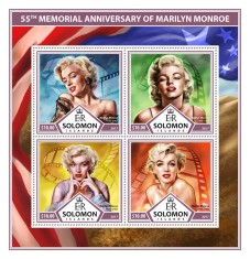 INSULELE SOLOMON 2017 - Marilyn Monroe, comemorare 55 de ani/ set complet MNH - bloc + colita (2 imagini)
