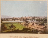 EARLY NINETEENTH CENTURY LITOGRAPH OF SIBIU ROMANIA(,,ARCOM&quot;)FELICITARE VECHE...