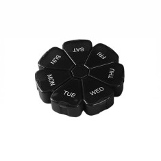 Cutie de tip organizator pastile Edman, pentru 7 zile, Negru
