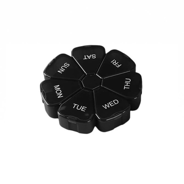 Cutie de tip organizator pastile Edman, pentru 7 zile, Negru