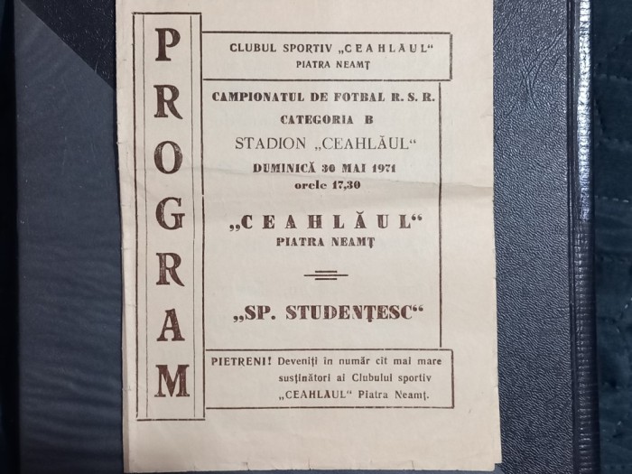 Program Ceahlaul P N - Sportul Stud.
