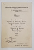 MENIUL DINEUL OERIT DE SOCIETATEA ROMANA DE LEGISLATIE COMPARATA IN ONOAREA PROFESORULUI DUGUIT , ATHENEE PALACE , 1925