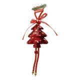 Ornament de brad pom de craciun cu paiete, flippy, rosu, lemn, 25 cm