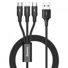 Baseus Rapid 3in1 USB - USB Type C / Lightning / Micro USB Cable For Charging And Data Transfer (Lightning) 1.2m Black (CAJS000001)