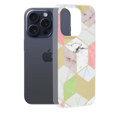 Husa pentru iPhone 15 Pro - Techsuit Marble Series - Purple Hex foto