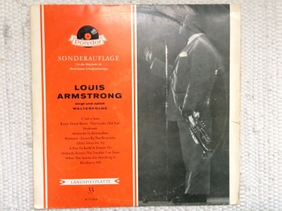 louis armstrong sings and plays world hits disc vinyl lp muzica jazz polydor germany 1961 VG+ foto