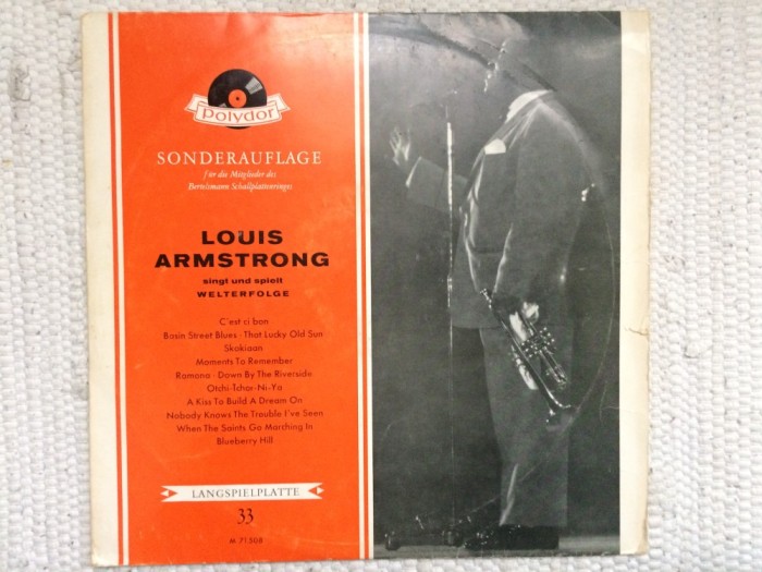 louis armstrong sings and plays world hits disc vinyl lp muzica jazz polydor germany 1961 VG+