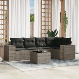 Cumpara ieftin Gossi set mobilier gradina cu perne, 6 piese, gri, poliratan