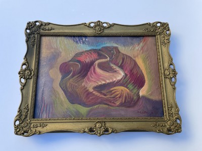 Pictura in ulei intitulata Marul Evei, artist roman Fioghin Calistru, datat 1996 foto