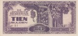 Bancnota Indiile Olandeze 10 Gulden (1942) - P125c XF+ ( ocupatia japoneza - vezi descriere )