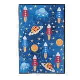 Covoras decorativ pentru copii, Rachete in spatiu, 60x90 cm, ATU-084363, Oem
