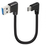 Cablu USB 3.2-A la USB type C T-T unghi/unghi 90 grade 0.2m Negru, kur31-44