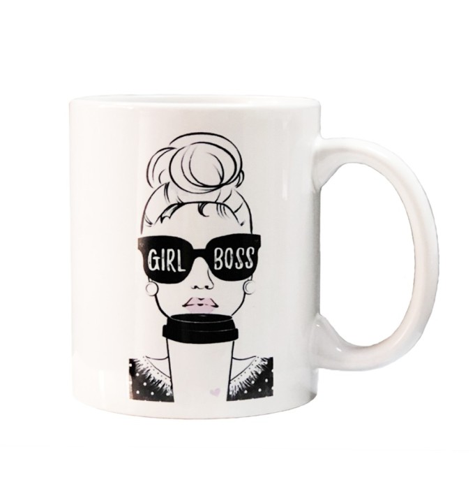 Cana alba personalizata &quot; GIRL BOSS&quot;, INOVATIX&reg;. 330ml