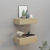 Set 2 Dulapuri Perete Gossi Stejar 40x23.5x10 cm MDF cu Sertar, Raft Suspendat, Montare pe Perete