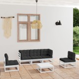 vidaXL Set mobilier de grădină cu perne, 6 piese, lemn masiv de pin 3076445