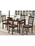 Set masa living si bucatarie Bali, MDF Furniruit, 112x72x74 cm si 4 scaune Hudson, lemn masiv, tapiterie stofa, lacuit, 120 kg, nuc