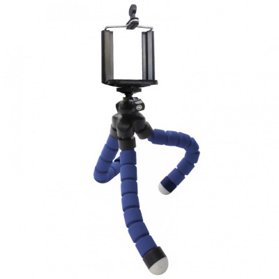 Minitrepied flexibil, portabil, pentru telefoane si camere video, albastru foto
