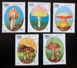 Set timbre Cuba &ndash; Ciuperci / Fungi &ndash; 5 piese, obliterate, 1988
