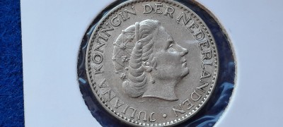 OLANDA 1 GULDEN 1957 XF argint foto