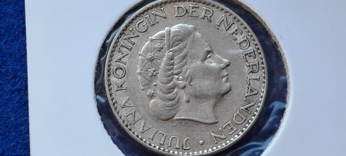 OLANDA 1 GULDEN 1957 XF argint