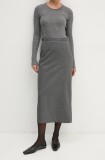 Remain fusta din amestec de lana Suiting Midi Skirt culoarea gri, midi, creion, 5018931959