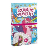 Cumpara ieftin Set 2 carti de colorat cu 12 creioane colorate, Grafix, Colouring Travel