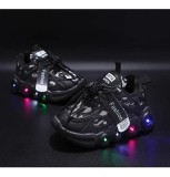 Adidasi negri cu imprimeu alb cu luminite (Marime Disponibila: Marimea 21)