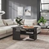 Cumpara ieftin Măsuță de cafea, gri extralucios, 90x60x46,5 cm, lemn prelucrat