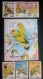 Afgan 1999 papagali păsări fauna serie 6v + colita nestampilat