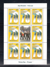 ROMANIA 2015 - ZIUA VICTORIEI, 70 DE ANI, MINICOALA 1, MNH - LP 2065b foto