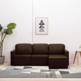 VidaXL Canapea extensibilă modulară, 3 locuri, maro, piele ecologică