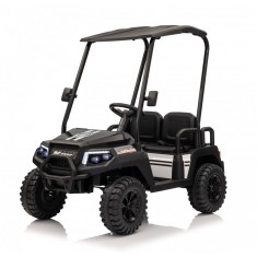 UTV electric pentru copii Kinderauto Golf-Kart, cu 4 locuri, 400W, 24V 7Ah, amortizoare, roti moi EVA, music player, negru