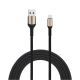 Cablu date si incarcare rapida FastCharge, PRESTIGE CHARGE&reg;, pentru Apple Iphone si Ipad, 2.4 A, compatibil CarPlay, TEXTIL PREMIUM, USB la Lightning,