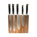 Set 6 cutite bucatarie cu suport magnetic din lemn, lama otel 3Cr13, maner ABS negru + otel inoxidabil 18/0 Breckner Germany