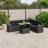 Cumpara ieftin Gossi set canapele de gradina cu perne, 7 piese, negru, poliratan