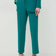 MAX&Co. pantaloni femei, culoarea verde, drept, high waist 2416130000000