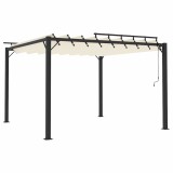 Cumpara ieftin Pavilion cu acoperis jaluzea, crem, 3x3 m, tesatura/aluminiu