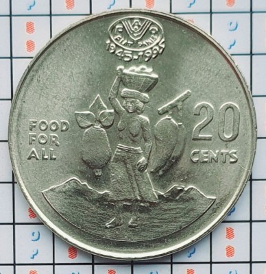 Solomon 20 cents 1995 UNC tiraj 20.000 - FAO - km 82 - A015 foto