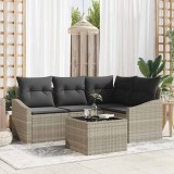 vidaXL Set de canapele pentru grădină 5 pcs Gri deschis Rattan poli