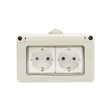 Priza schuko dubla aplicata PT IP55, 16A, 250V cu impamantare si protectie Breckner Germany