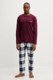 Fila pijamale de bumbac culoarea bordo, cu imprimeu, FPW1237