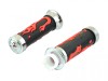 Set Mansoane Ghidon Moto Cauciuc Revo, 22mm, 120mm, Negru cu Rosu si Crom, Manson Acceleratie cu Ghidaj Cablu