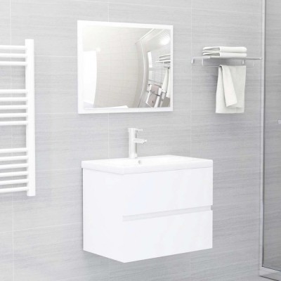 vidaXL Set mobilier de baie, 2 piese, alb, PAL 804872 foto