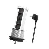 PRELUNGITOR LOGILINK, mecanism ridicare/coborare, indicator LED, Schuko x 3, 230 V/16 A 3500 W max, cablu 3G 1.5mm2, 1.8 m, argintiu/negru/alb &quot;LPS235