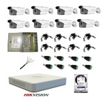 Kit sistem complet 8 camere supraveghere exterior HIKVISION FULL HD 40 m IR hard 2 TB