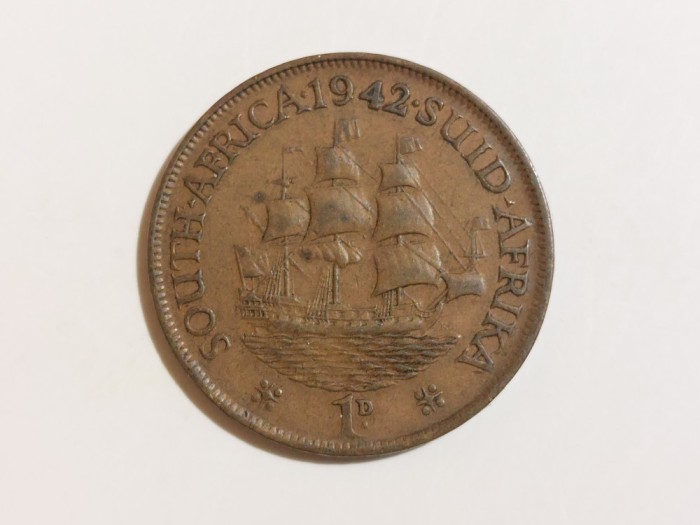 1 penny 1942 Africa de sud, moneda