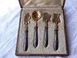 argint SET TACAMURI PESTE 1900 FRANTA in cutie ORIGINALA marcaj MINERVA splendid