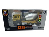 Macheta Camion Betoniera Metal Die-Cast 1:24, Lumini, Sunete, Pull Back, Baieti 3+ ani